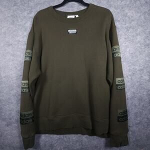 Adidas Classic Olive Green Crew Neck Pullover Sweater Size Large